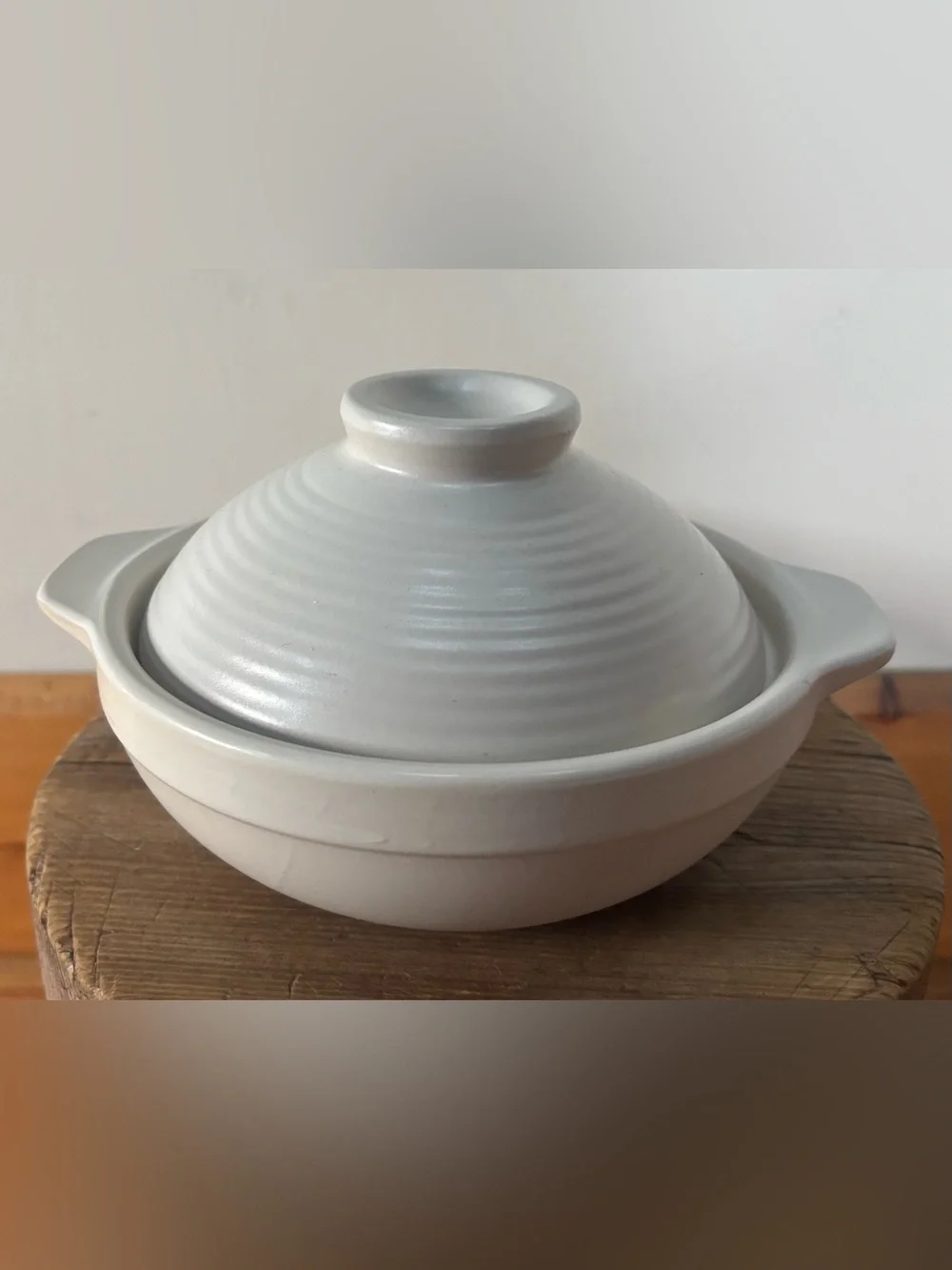 White Ceramic Japanese Donabe Covered Dish